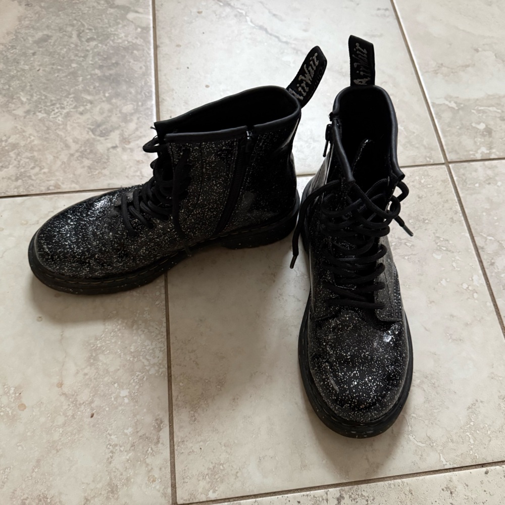 Black Glitter Combat Boots Doc Martens